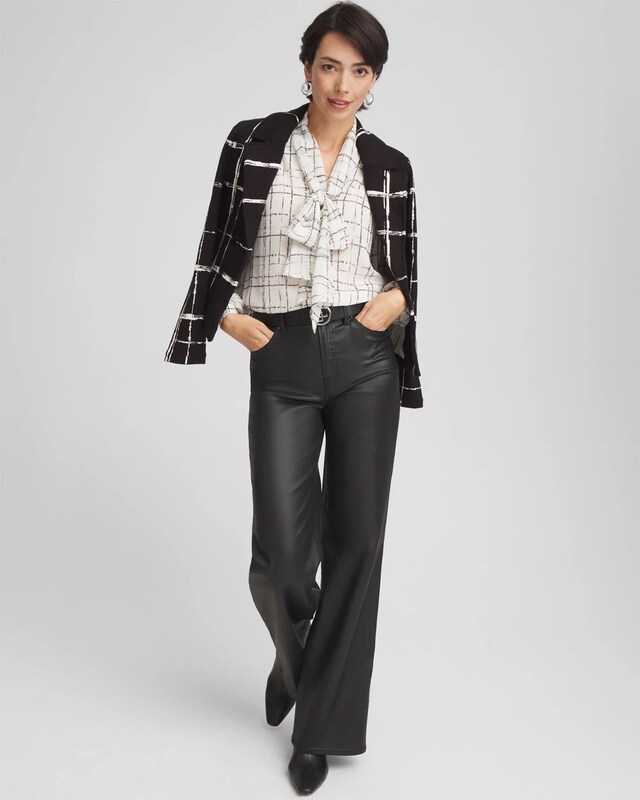Plaid Tie Bow Blouse - image 2